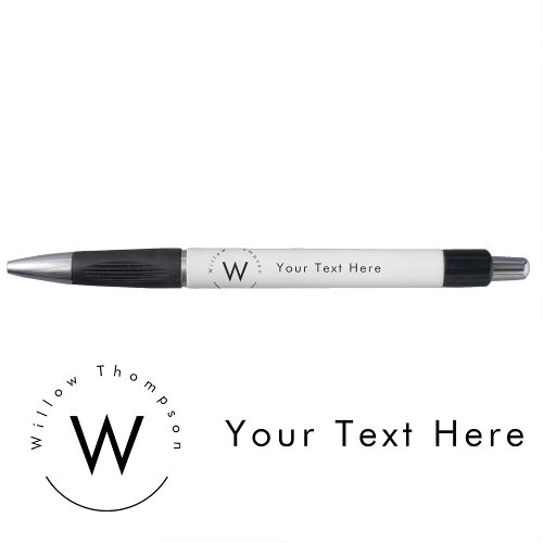 Monogrammed Minimalistic Modern White Pen