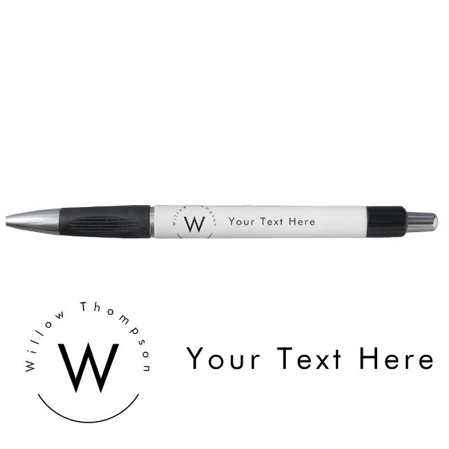 Monogrammed Minimalistic Modern White Pen (Monogrammed Minimalistic Modern White Pen)