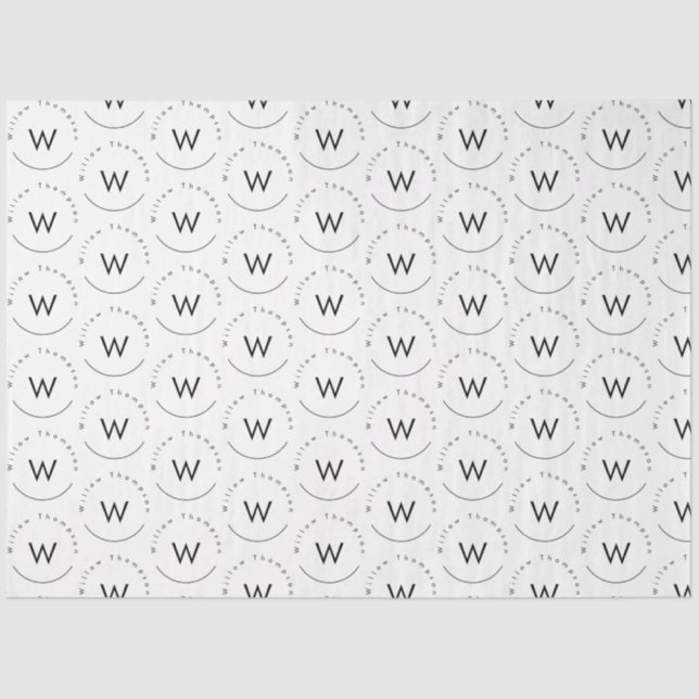 Monogrammed Minimalistic Modern White Tissue Paper (Front)