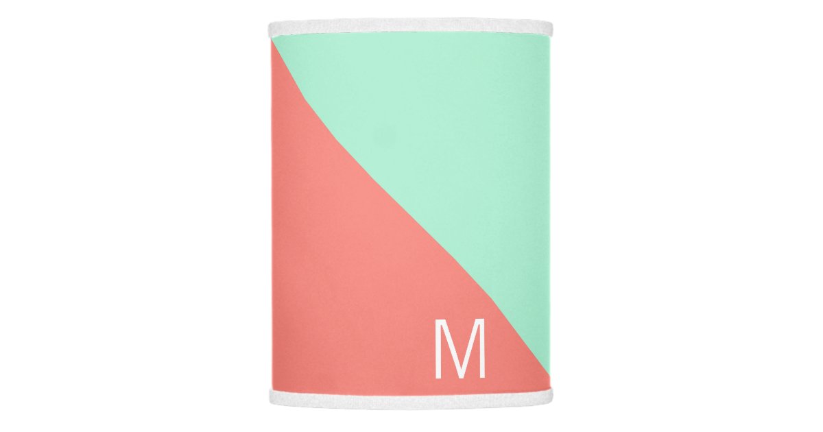 Monogrammed Mint and Coral Color Block Lamp Shade ...