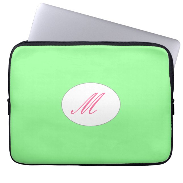 Monogrammed Mint Laptop Sleeve (Front)