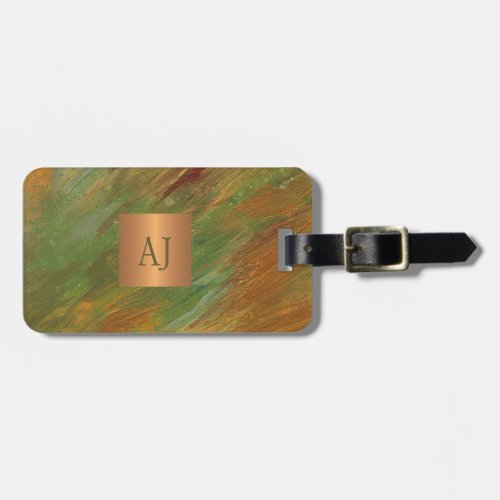 Monogrammed modern abstract elegant  luggage tag