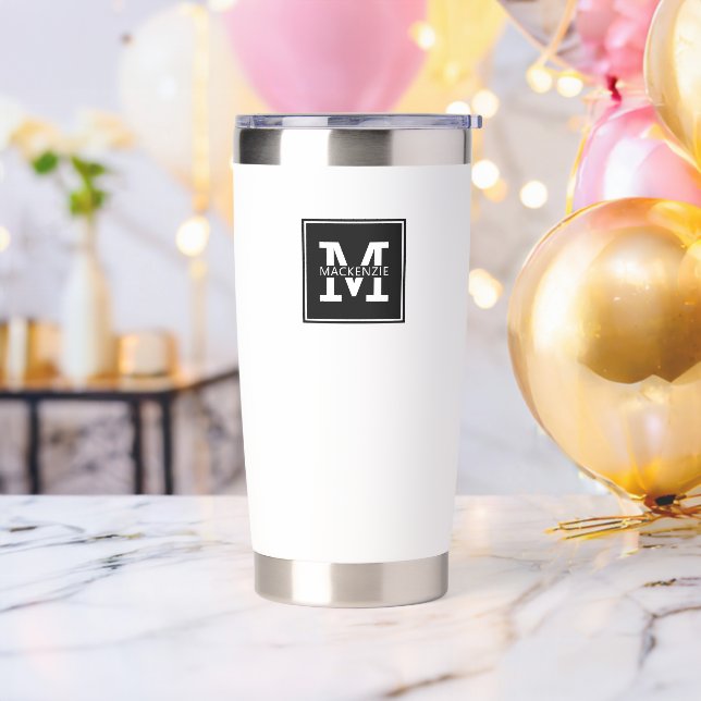 Monogrammed Modern and Minimalist Personalized Insulated Tumbler (Bachelor Party)
