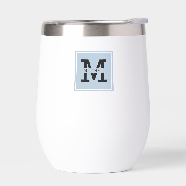 Monogrammed Modern and Minimalist Personalized Thermal Wine Tumbler (Left)