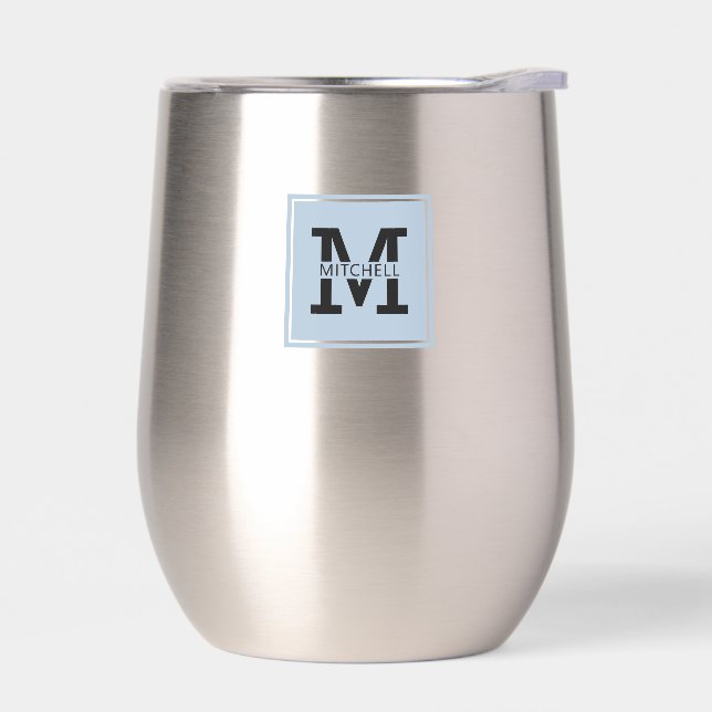 Monogrammed Modern and Minimalist Personalized Thermal Wine Tumbler (Left)