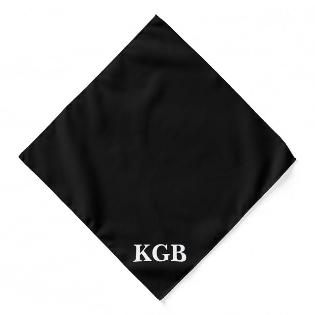 Monogrammed modern black and white initals Trendy Bandana (Front)