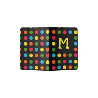 Monogrammed Modern Black Multicolor Polka Dot Passport Holder