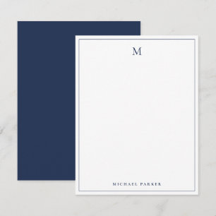 Monogrammed Modern Blue Professional  Thank You Card