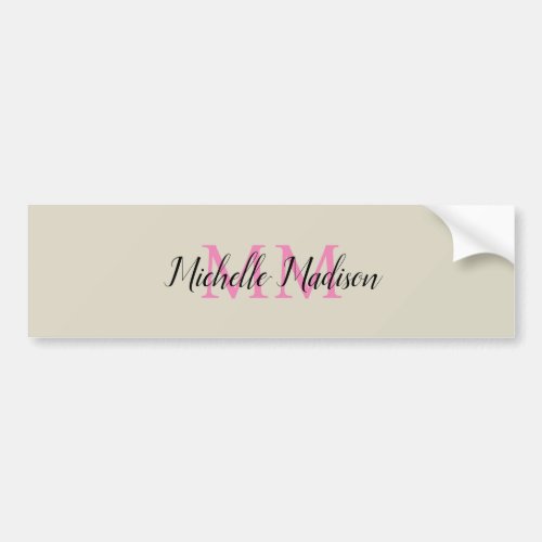 Monogrammed Modern Calligraphy Name Initials Bumper Sticker