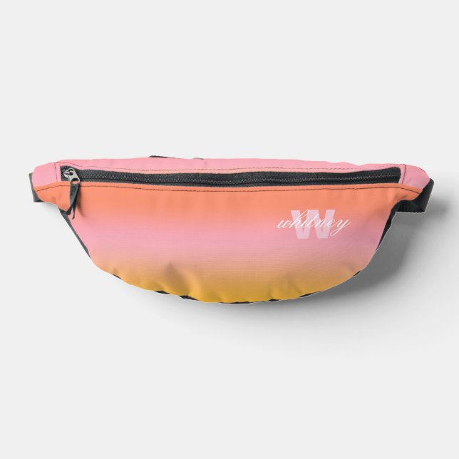 Monogrammed Modern Chic Pastel Ombre Fanny Pack (Lay Down)