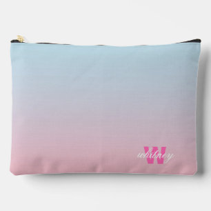 Monogrammed Modern Chic Pink Blue Pastel Ombre Accessory Pouch