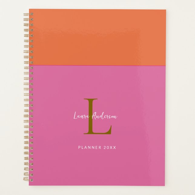 Monogrammed Modern Colorblock Planner (Front)