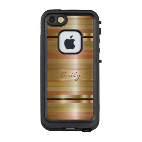 Monogrammed  Modern Copper And Gold Stripes LifeProof FRĒ iPhone SE55s Case