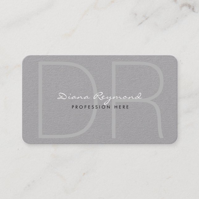 monogrammed, modern, elegant gray pro premium business card (Front)