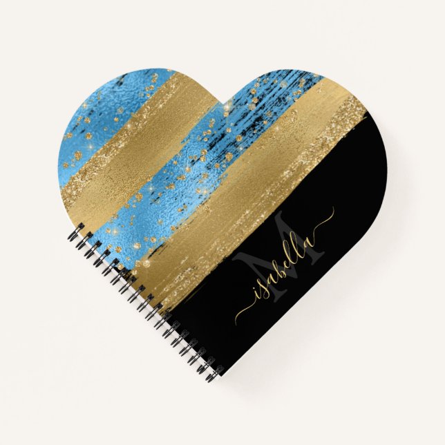 Monogrammed Modern Elegant Heart Script  Notebook (Front)