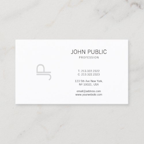 Monogrammed Modern Elegant Professional Plain Business Card