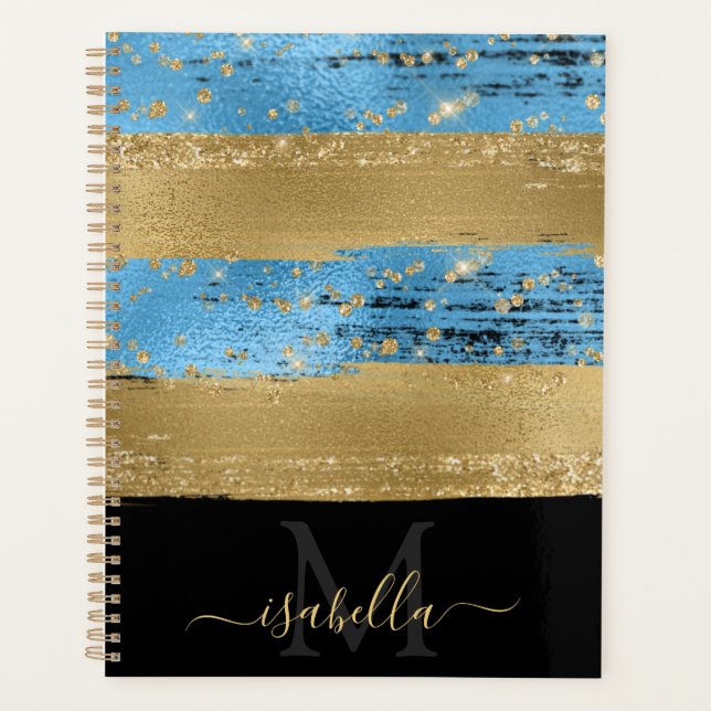 Monogrammed Modern Elegant Script  Planner (Front)