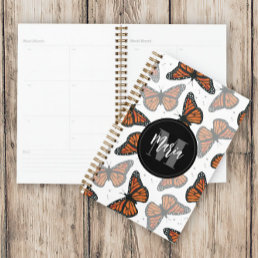 Monogrammed Modern Elegant Simple Butterflies Planner