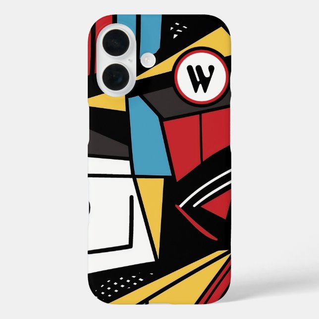 Monogrammed Modern Geometric Abstract Case-Mate iPhone Case (Back)