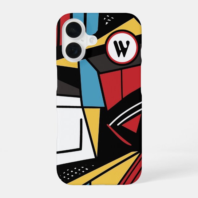 Monogrammed Modern Geometric Abstract Iphone Case (Back)