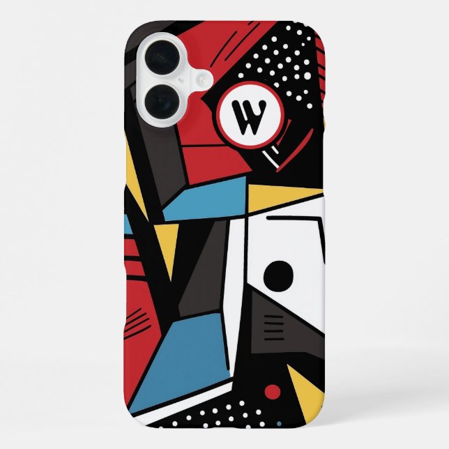 Monogrammed Modern Geometric Abstract iPhone Case (Back)