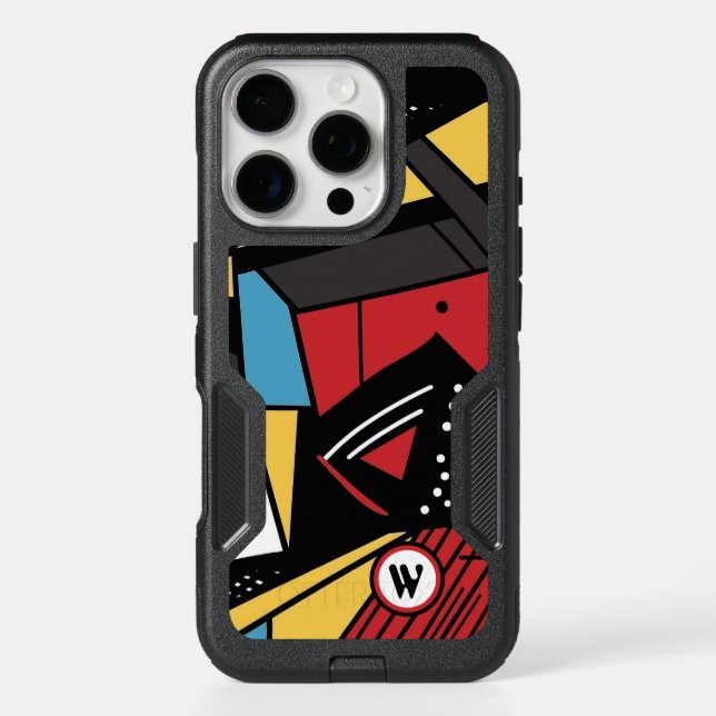 Monogrammed Modern Geometric Abstract Otterbox iPhone Case (Back)