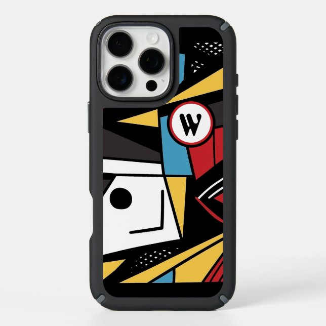Monogrammed Modern Geometric Abstract Speck iPhone Case (Front)