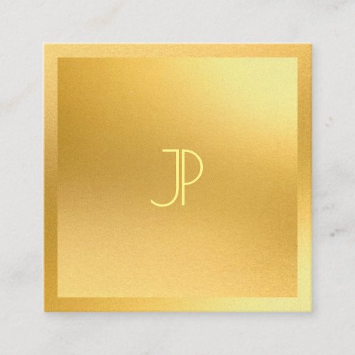 Monogrammed Modern Gold Elegant Trendy Template Square Business Card