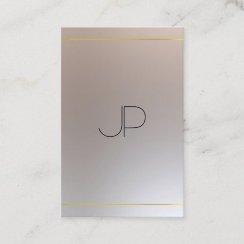 Monogrammed Modern Gold Silver Look Template Business Card