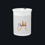 Monogrammed Modern Handwriting Name Initial Beverage Pitcher<br><div class="desc">Trendy Modern Customize Professional Simple Design. You Can Easily Edit Details on the Product.</div>