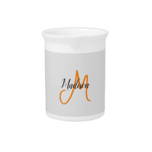 Monogrammed Modern Handwriting Name Initial Beverage Pitcher