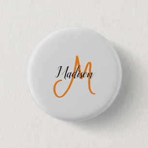 Monogrammed Modern Handwriting Name Initial Button