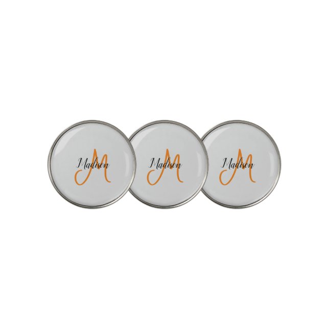 Monogrammed Modern Handwriting Name Initial Golf Ball Marker (3 Up)