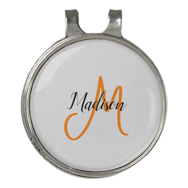 Monogrammed Modern Handwriting Name Initial Golf Hat Clip (Front)