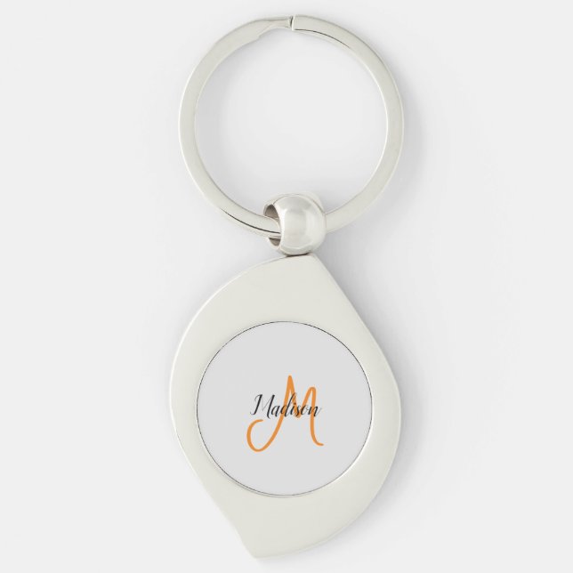 Monogrammed Modern Handwriting Name Initial Keychain (Front)