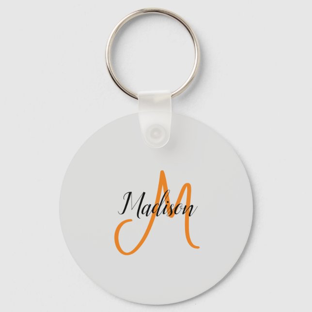Monogrammed Modern Handwriting Name Initial Keychain (Front)