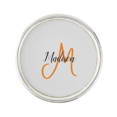 Monogrammed Modern Handwriting Name Initial Lapel Pin