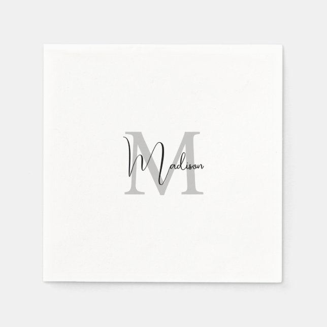 Monogrammed Modern Handwriting Name Initial Napkins (Front)