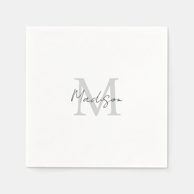 Monogrammed Modern Handwriting Name Initial Napkins (Front)