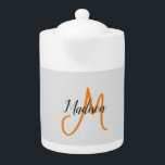 Monogrammed Modern Handwriting Name Initial Teapot<br><div class="desc">Trendy Modern Customize Professional Simple Design. You Can Easily Edit Details on the Product.</div>