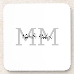 Monogrammed Modern Handwriting Name Initials Beverage Coaster