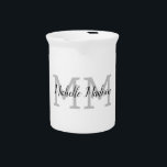 Monogrammed Modern Handwriting Name Initials Beverage Pitcher<br><div class="desc">Trendy Modern Customize Professional Simple Design. You Can Easily Edit Details on the Product.</div>