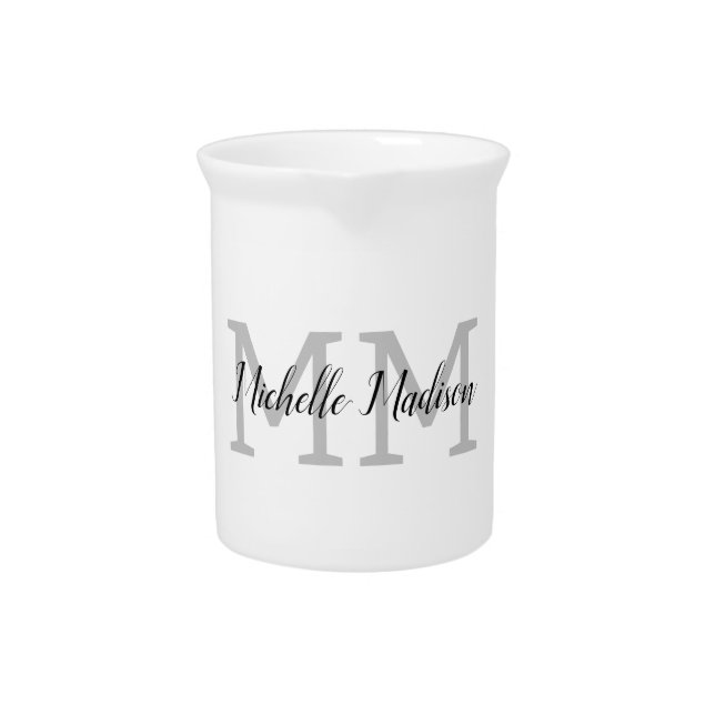 Monogrammed Modern Handwriting Name Initials Beverage Pitcher (Front)