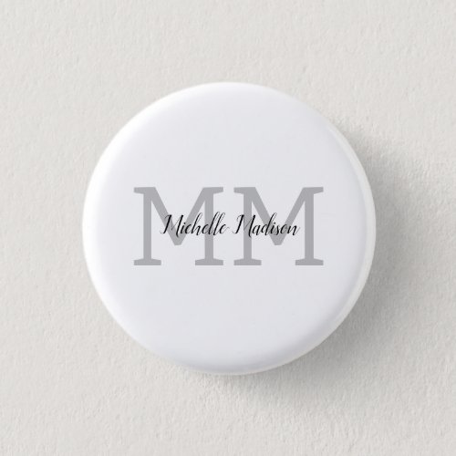 Monogrammed Modern Handwriting Name Initials Button