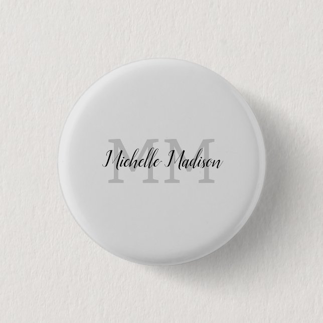 Monogrammed Modern Handwriting Name Initials Button (Front)