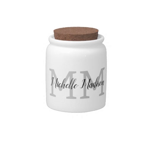 Monogrammed Modern Handwriting Name Initials Candy Jar