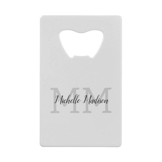 Monogrammed Modern Handwriting Name Initials Credit Card Bottle Opener (Front)