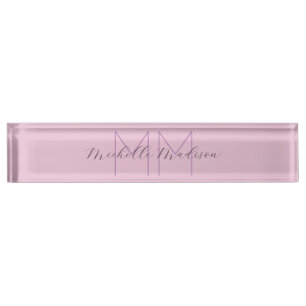 Monogrammed Modern Handwriting Name Initials Desk Name Plate
