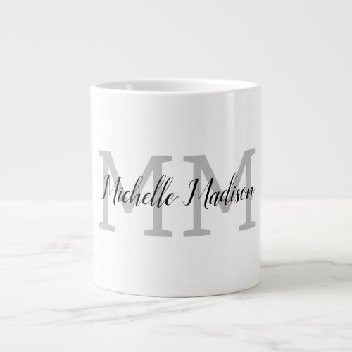 Monogrammed Modern Handwriting Name Initials Giant Coffee Mug