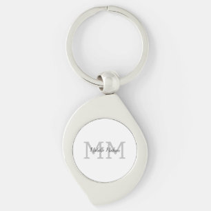 Monogrammed Modern Handwriting Name Initials Keychain